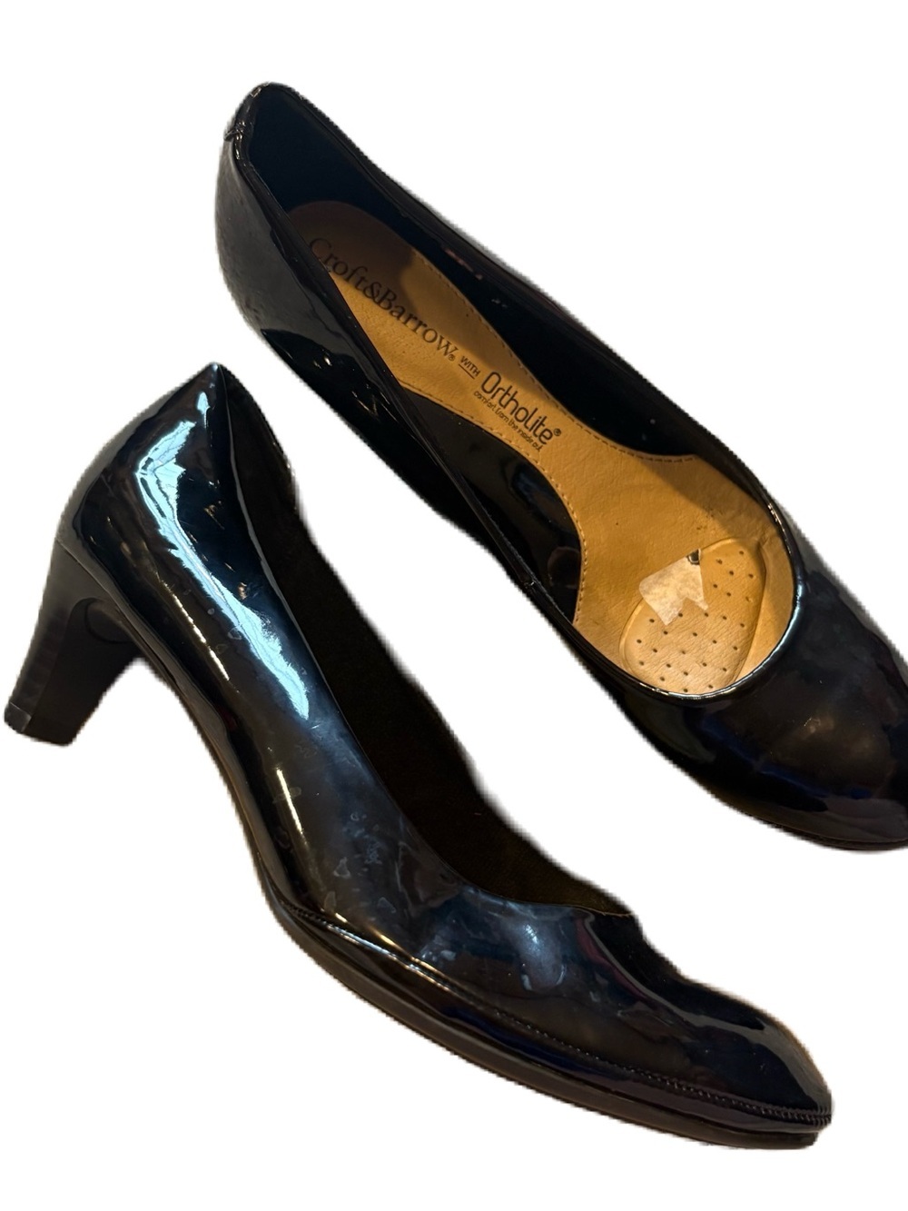 croft & barrow Black Patent Mid-Heel Pumps Heels Sz 8 Ortholite